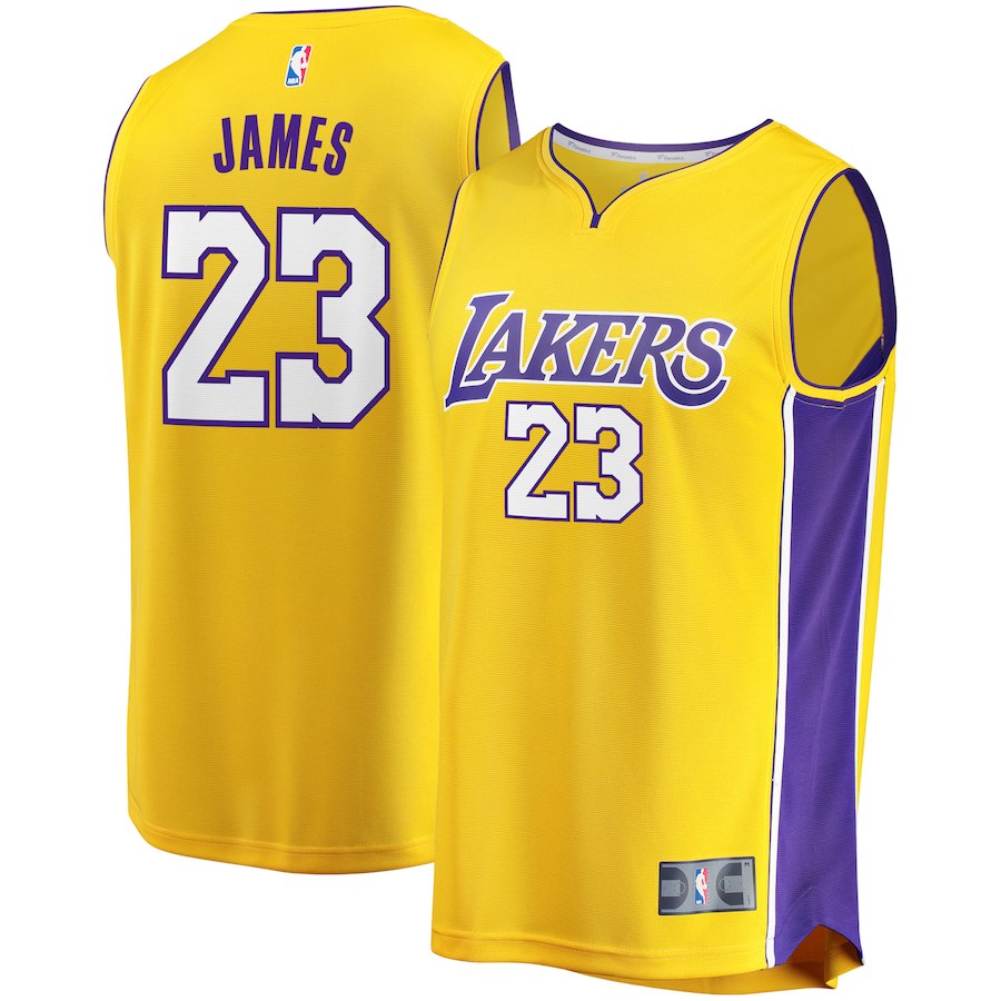 Men's Los Angeles Lakers #23 LeBron James Yellow NBA Stitched Jersey Men's Los Angeles Lakers #23 LeBron James Yellow NBA Stitched Jersey